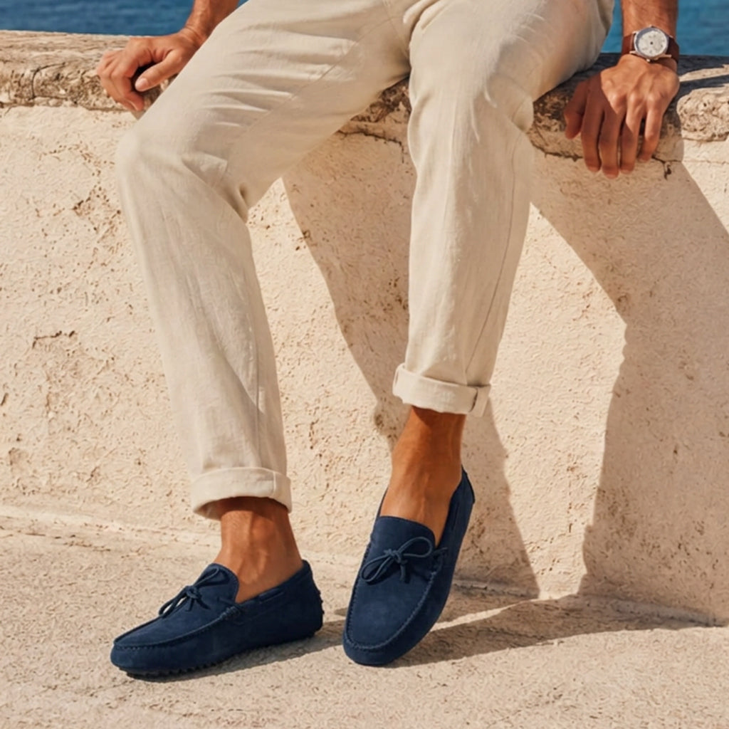 Mocassin Driver Daim Bleu