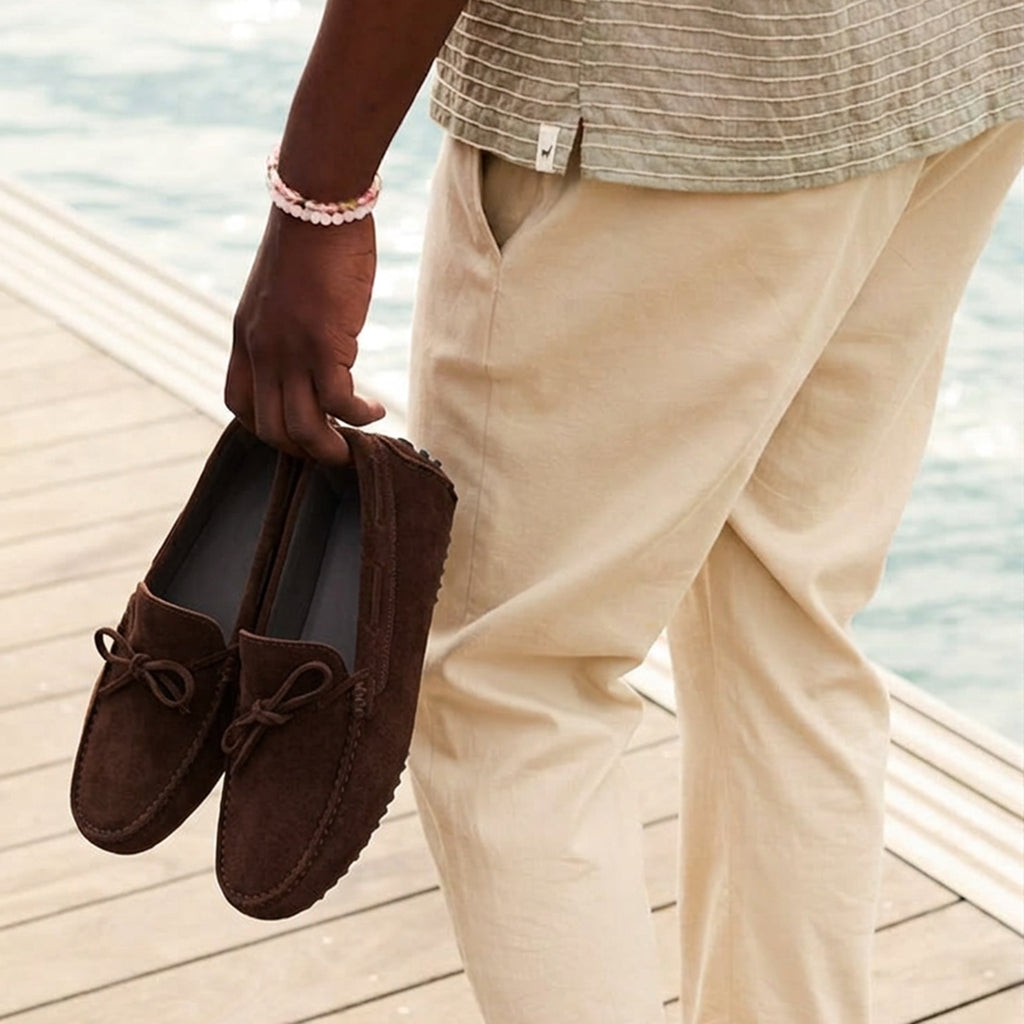 Mocassin Driver Daim Marron