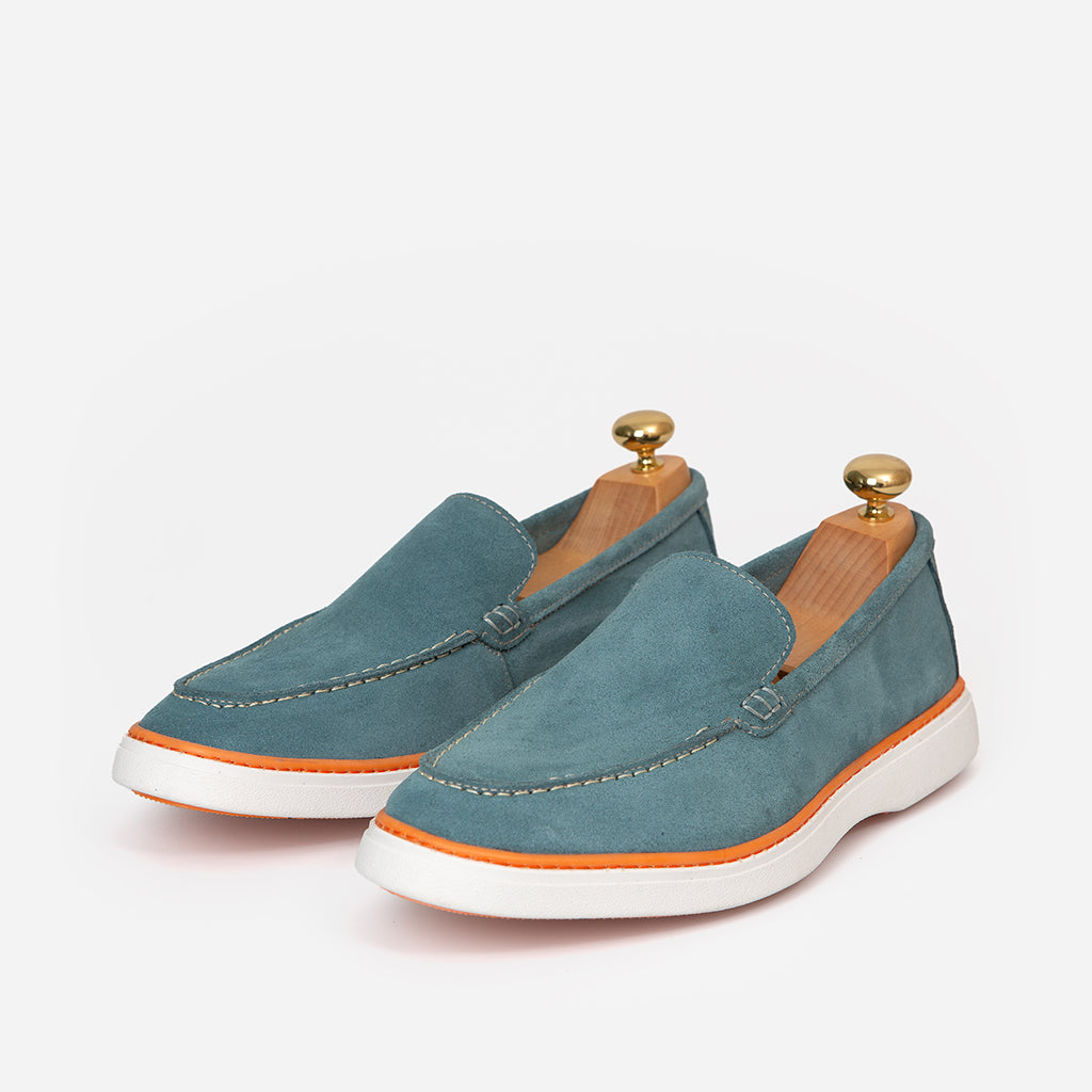 Mocassin Loro Daim Bleu