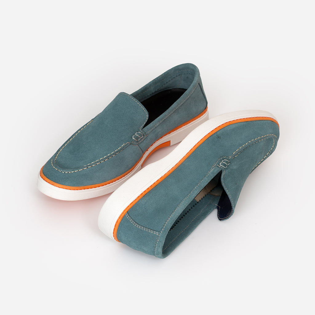 Mocassin Loro Daim Bleu