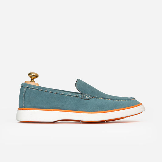 Mocassin Loro Daim Bleu